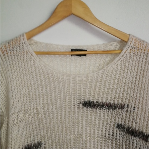 TOPSHOP Neutral Striped Wool Chunky Loose Knit Sweater Size 8 - Picture 7 of 8